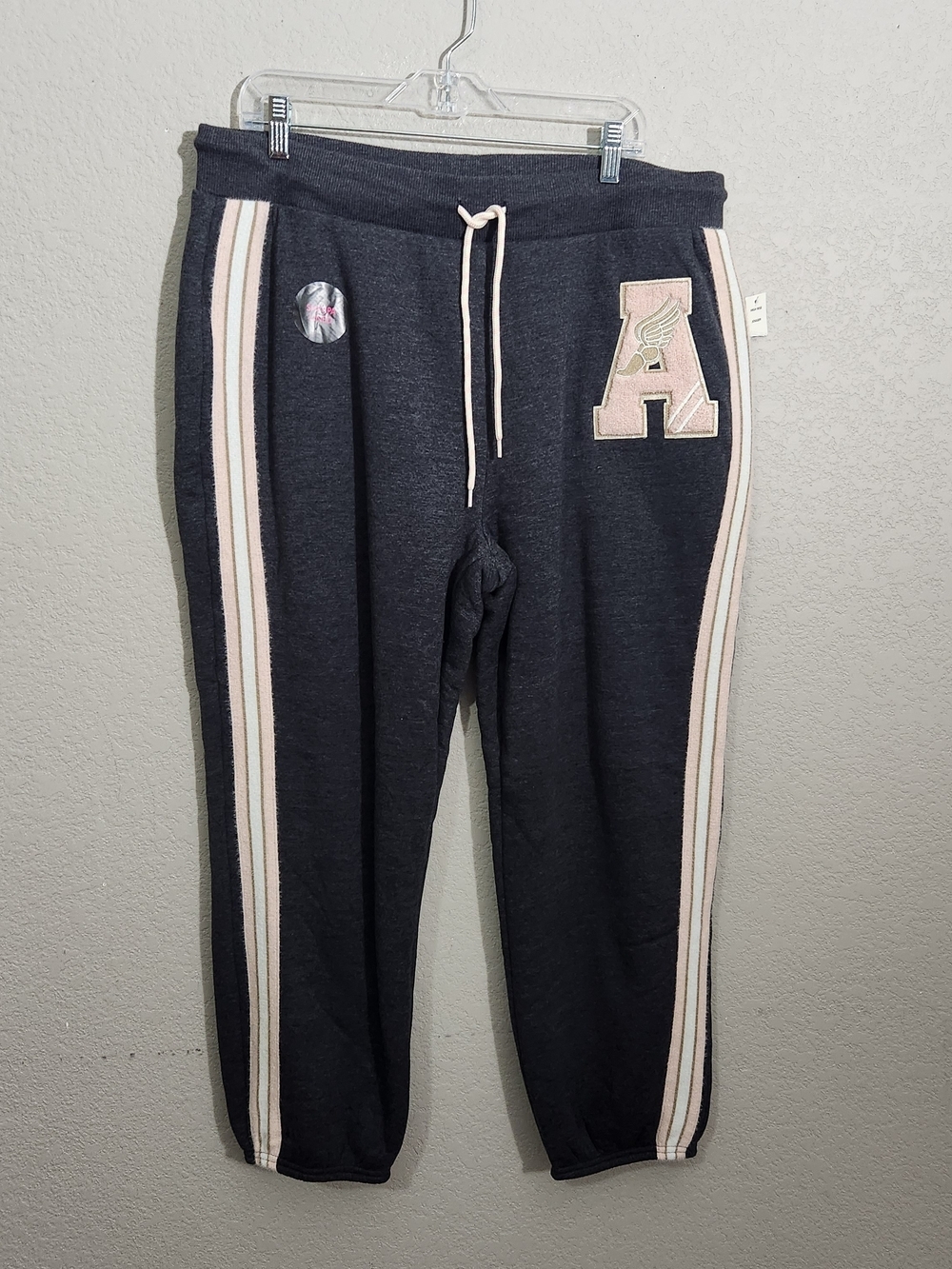 Kids Charcoal Gray Jogger Pants with Pink Stripe Accent
